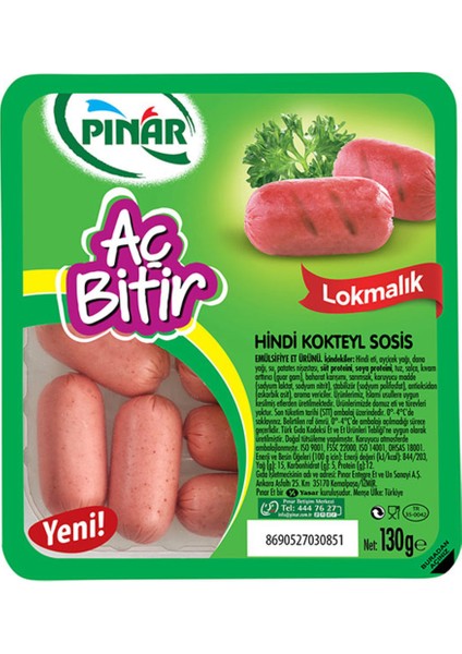 Aç Bitir Hindi Kokteyl Sosis 130 G
