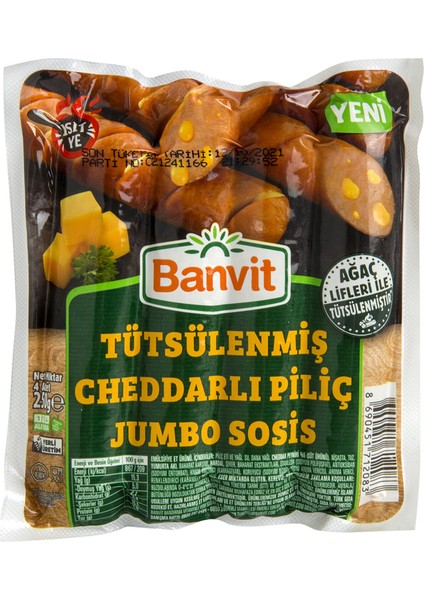 Tütsülenmiş Cheddarlı Piliç Jumbo Sosis 250 G