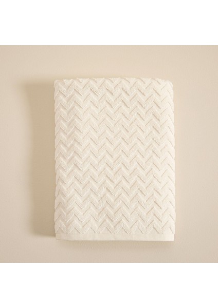 Zigzag Banyo Havlusu 70X140 cm Ekru/ekru