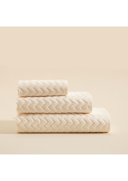 Zigzag Banyo Havlusu 70X140 cm Ekru/ekru