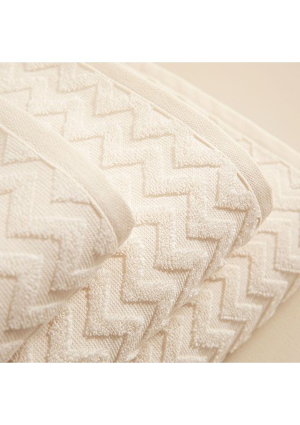 Zigzag Banyo Havlusu 70X140 cm Ekru/ekru