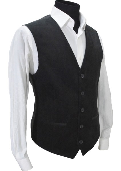 Erkek Yelek V Yaka Siyah Kadife 50450 fiyatları