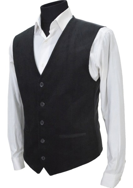 Erkek Yelek V Yaka Siyah Kadife 50450 modelleri