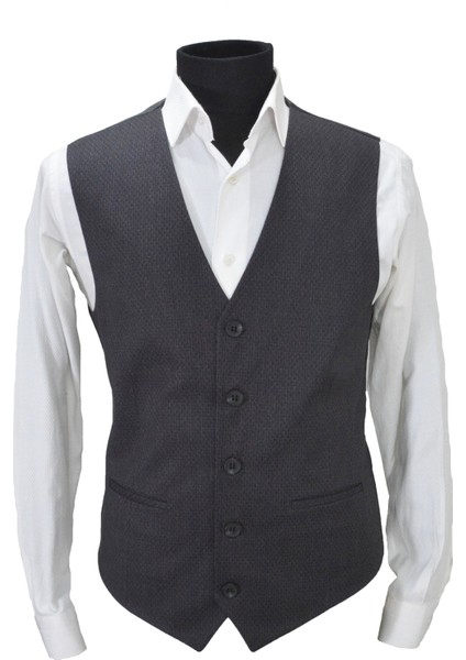 Erkek Yelek V Yaka Siyah Kahve Desenli 50457