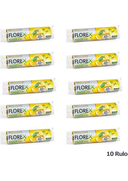 60 Litre Büzgülü Limon Kokulu Sarı Çöp Torbası Poşeti / 65 x 70 Cm. - 10 Adetlik 10 Rulo