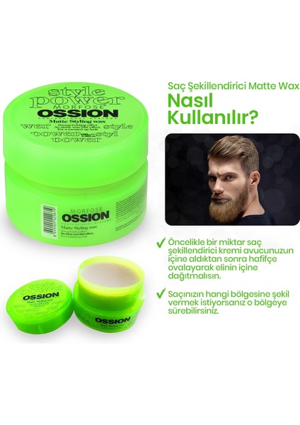 Ossion Matte Styling Wax Yeşil 100 Ml X 2 Adet modelleri