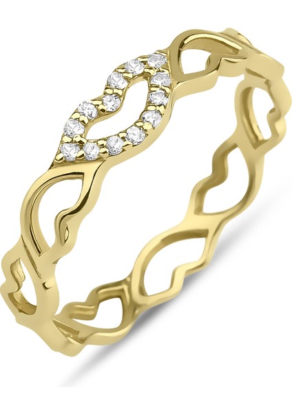 14 Ayar Altın Dudak Figürlü Tamtur Yüzük KRS073-14GEZ