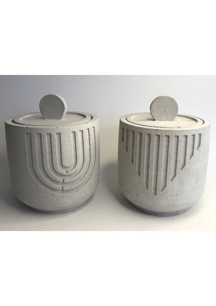 Ev Dekor Beton Kapaklı Kutu Baharatlık Şekerlik 2li Set Dekoratif Aksesuar Kendin Yap Boya Diy