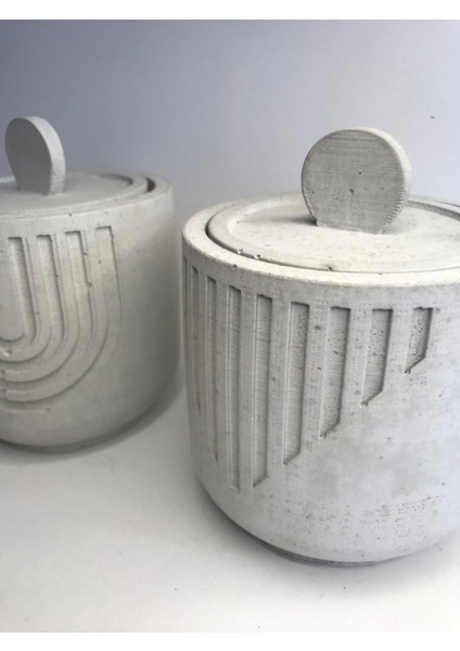 Ev Dekor Beton Kapaklı Kutu Baharatlık Şekerlik 2li Set Dekoratif Aksesuar Kendin Yap Boya Diy