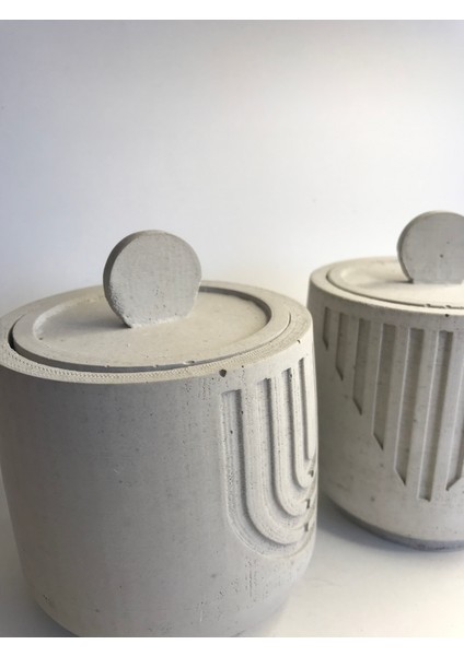 Ev Dekor Beton Kapaklı Kutu Baharatlık Şekerlik 2li Set Dekoratif Aksesuar Kendin Yap Boya Diy