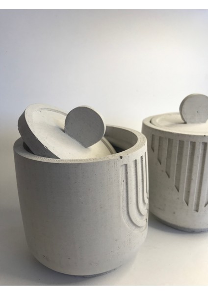 Ev Dekor Beton Kapaklı Kutu Baharatlık Şekerlik 2li Set Dekoratif Aksesuar Kendin Yap Boya Diy
