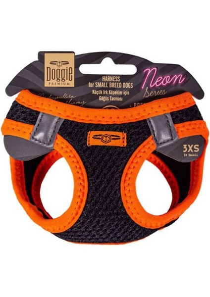 Havalı Dokuma Neon Serisi Küçük Irk Göğüs Tasması Turuncu L-42-48CM