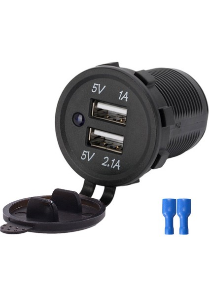 Tekne Karavan Çiftli USB Soketi Çerçevesiz 12-24V