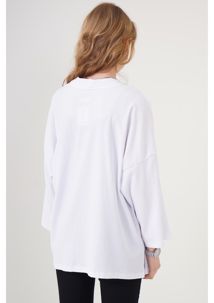 5862 Örme Kimono - Beyaz indirimleri