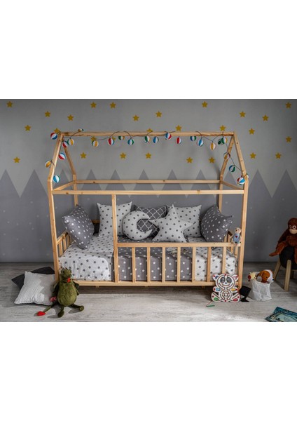 Çatılı Doğal Montessori Bebek & Çocuk Karyolası