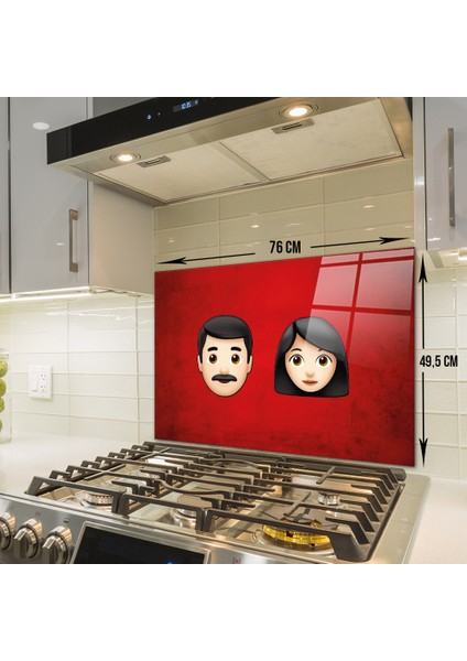 Emoji Ailesi | Kadın & Erkek | Cam Ocak Arkası Koruyucu | fiyatları