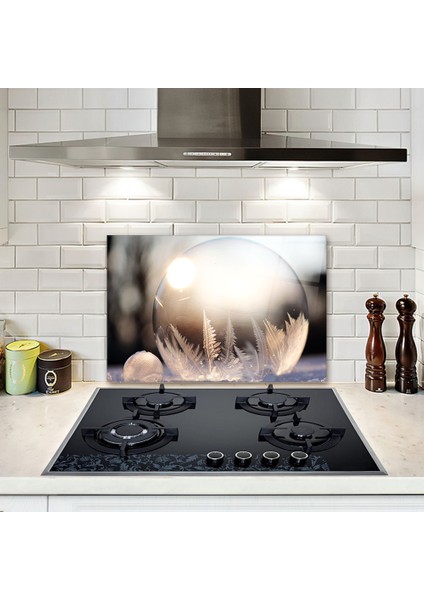 Kış Küresi Desenli | Cam Ocak Arkası Koruyucu | 40CM x 60CM