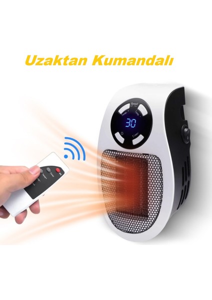 Mini Isıtıcı Kumandalı Mini Fanlı Isıtıcı Priz Tipi Pratik Isıtıcı Kumandalı Portable Heater