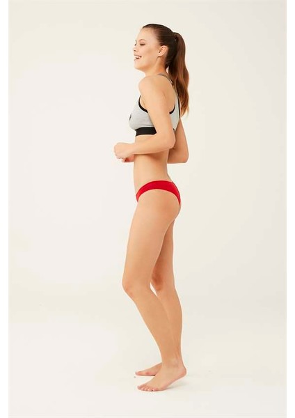 Kadın Siyah Beyaz Ten Kırmızı Somon 5 'li Brazilian Slip
