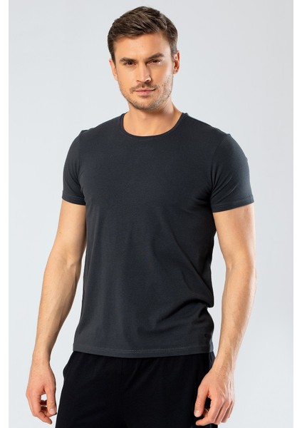 %95 Pamuk %5 Likra Bisiklet Yaka Erkek T-Shirt