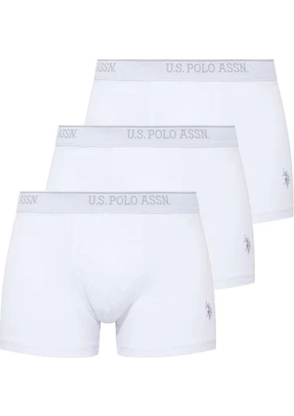 U.S. Polo Assn. 3'lü Paket Kemeri Marka Baskılı Arma Nakışlı Pamuklu Likralı Erkek Boxer