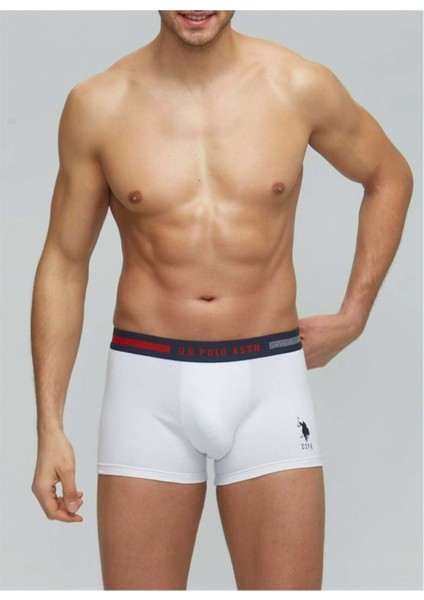 3'lü Paket Siyah Beyaz Lacivert Kemeri Marka Baskılı Pamuklu Likralı Erkek Boxer modelleri