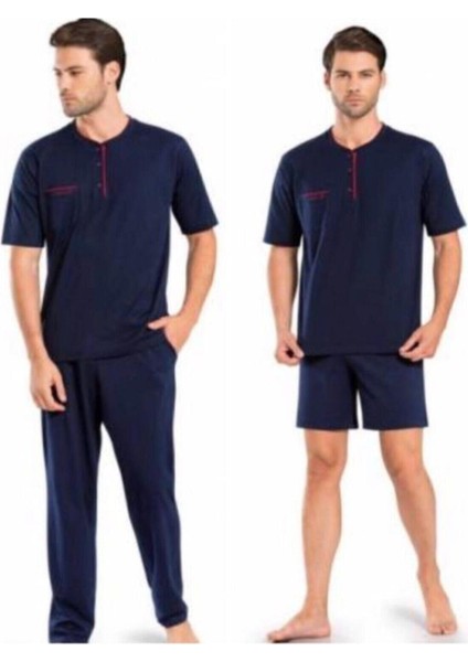 5370 Pijama Şort 3 Lü Damat Çeyiz Seti