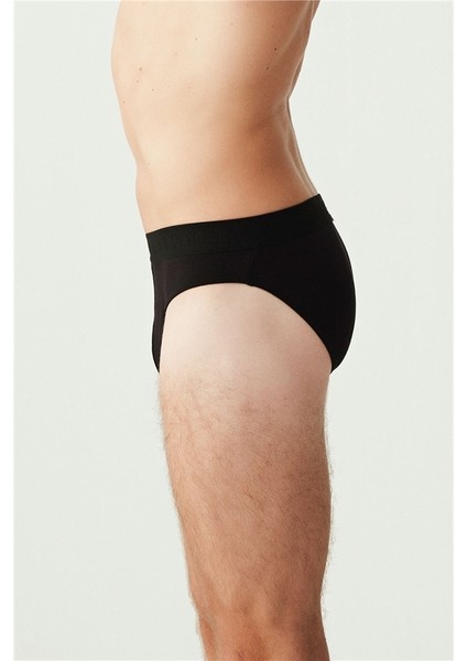 Pamuklu Erkek Siyah Melanj 3'lü Slip Külot