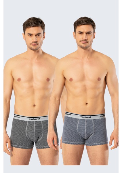 2'li Erkek Boxer, % 95 Pamuk % 5 Likralı Çizgili Erkek Boxer