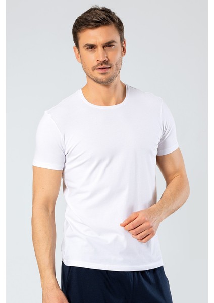 %95 Pamuk %5 Likra Bisiklet Yaka Erkek T-Shirt