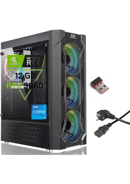 Intel Core I5 12400F / Rtx 3060 12GB / 16GB Ddr4 / 500GB 3500-2500 Mb/s M.2 SSD Frd /3060V4/ Gaming Masaüstü Pc