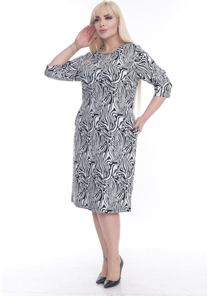 Jakarlı Cepli Kışlık Büyük Beden Elbise 4D-2260 indirimleri