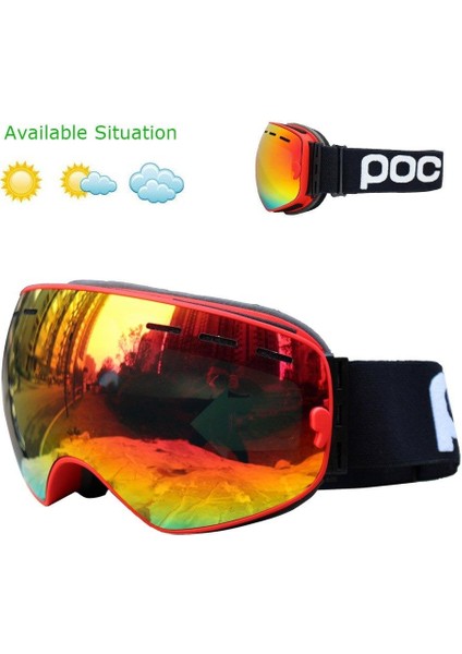 Çift Katmanlı Anti-Sis Özellikli Uv Snowboard Kayak Gözlüğü