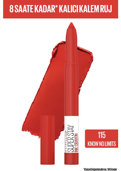 Super Stay Ink Crayon Kalem Mat Ruj- Spiced Up - 115 Know No Limits modelleri