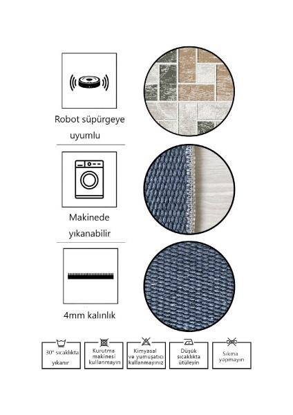 Dekoratif Pamuklu Dokuma Taban Modern Yıkanabilir Leke Tutmaz Ince Makine Dokuması Halı