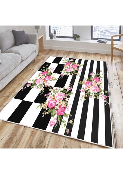 Dekoratif Pamuklu Dokuma Taban Modern Yıkanabilir Leke Tutmaz Ince Makine Dokuması Halı