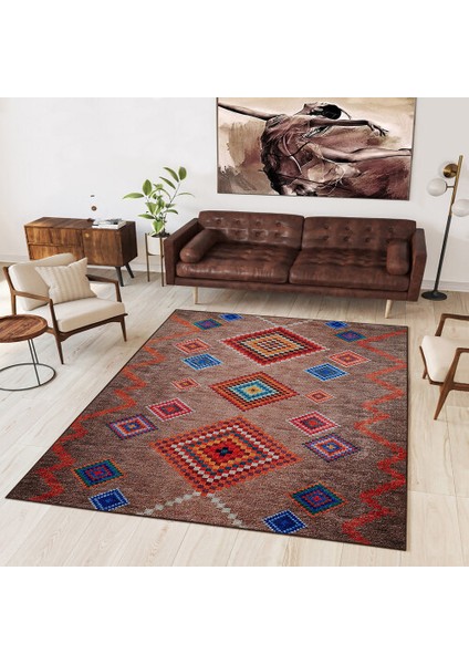 Dekoratif Pamuklu Dokuma Taban Modern Yıkanabilir Leke Tutmaz Ince Makine Dokuması Halı