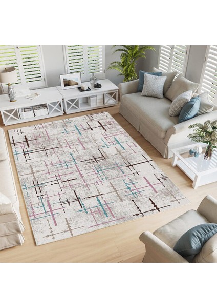 Dekoratif Pamuklu Dokuma Taban Modern Yıkanabilir Leke Tutmaz Ince Makine Dokuması Halı