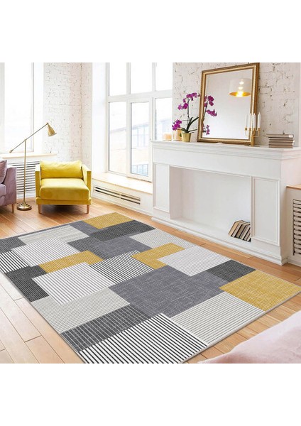 Dekoratif Pamuklu Dokuma Taban Modern Yıkanabilir Leke Tutmaz Ince Makine Dokuması Halı