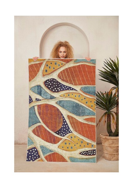 Dekoratif Pamuklu Dokuma Taban Modern Yıkanabilir Leke Tutmaz Ince Makine Dokuması Halı