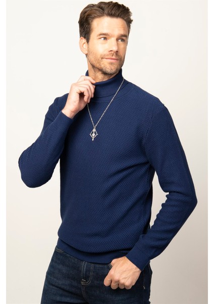 Slim Fit Dar Kesim Balıkçı Yaka Desenli Erkek Kazak fiyatları