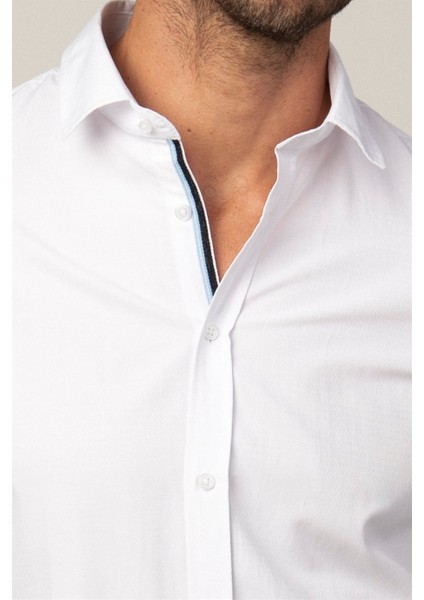 Slim Fit Uzun Kol Armürlü Düğme Patı Manşet Içi Biyeli Erkek Gömlek modelleri