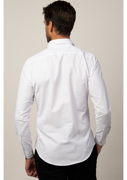 Slim Fit Uzun Kol Armürlü Düğme Patı Manşet Içi Biyeli Erkek Gömlek fırsatları