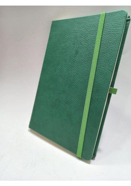 21*15 Yeşil Renkli Kapaklı Çizgili Kalemlikli Ajanda Defter( Takvimsiz) Ayraçlı