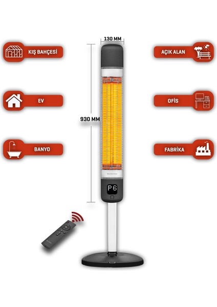 Smart-Fr Akıllı Karbon Infrared Ayaklı Elektrikli Isıtıcı Elektrikli Soba IP55 Su Geçirmezlik 2500W fiyatları