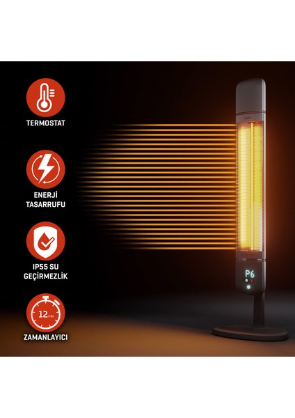 Smart-Fr Akıllı Karbon Infrared Ayaklı Elektrikli Isıtıcı Elektrikli Soba IP55 Su Geçirmezlik 2500W modelleri