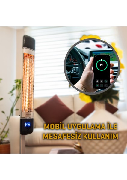 Smart-Fr Akıllı Karbon Infrared Ayaklı Elektrikli Isıtıcı Elektrikli Soba IP55 Su Geçirmezlik 2500W