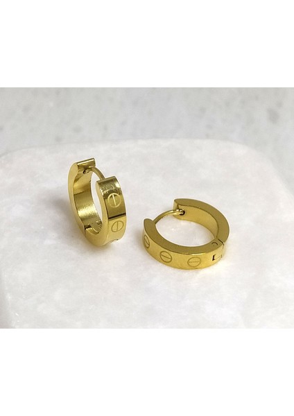 Cartier Model Küçük Halka Çelik Küpe