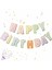 Altın Yaldızlı Makaron Renkler Happy Birthday Yazı Süs Banner Pastel Renk Flama 3