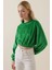 55392 Kadife Crop Bluz - Yeşil 2